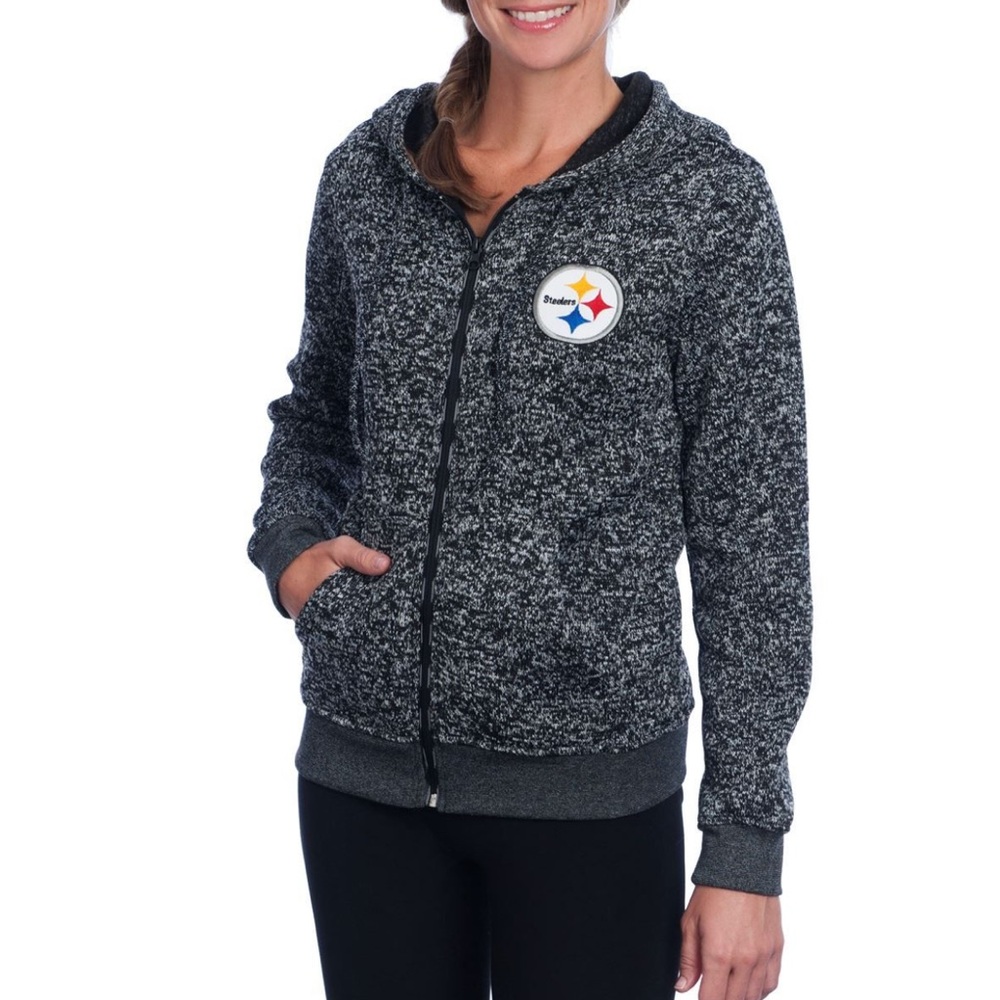 Pittsburgh Steelers NFL Women's Black and Gray Embroidered Jacket Size Medium
